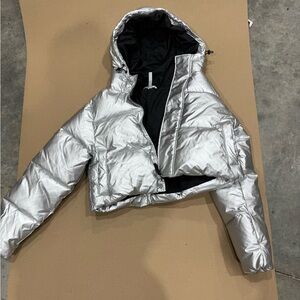 Fabletics Metallic Silver Women's Puffer Jacket